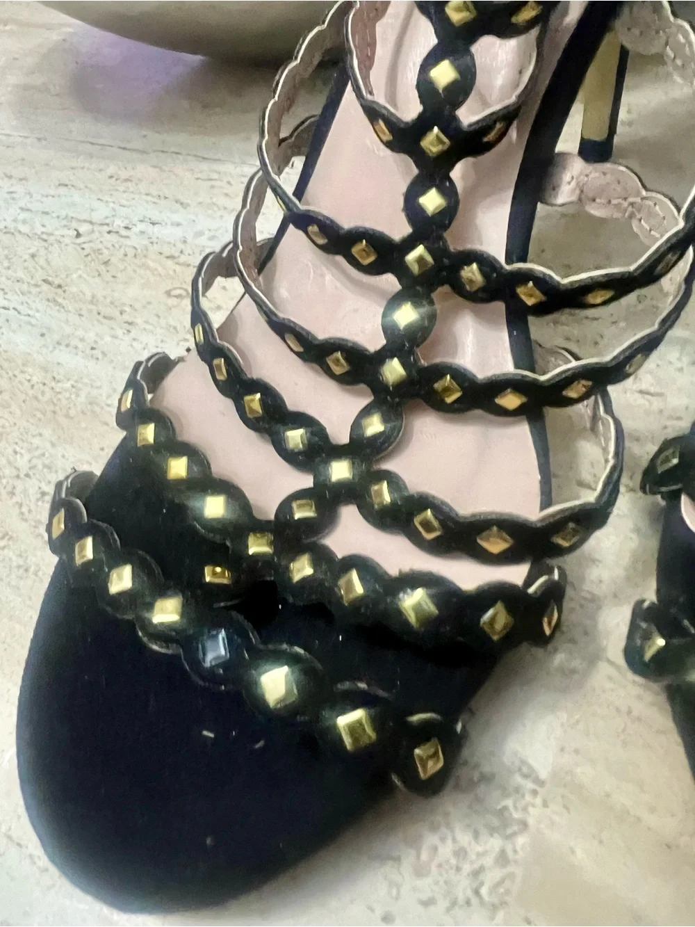 Zigi Soho Black Studded Strappy High-Heel Sandals
